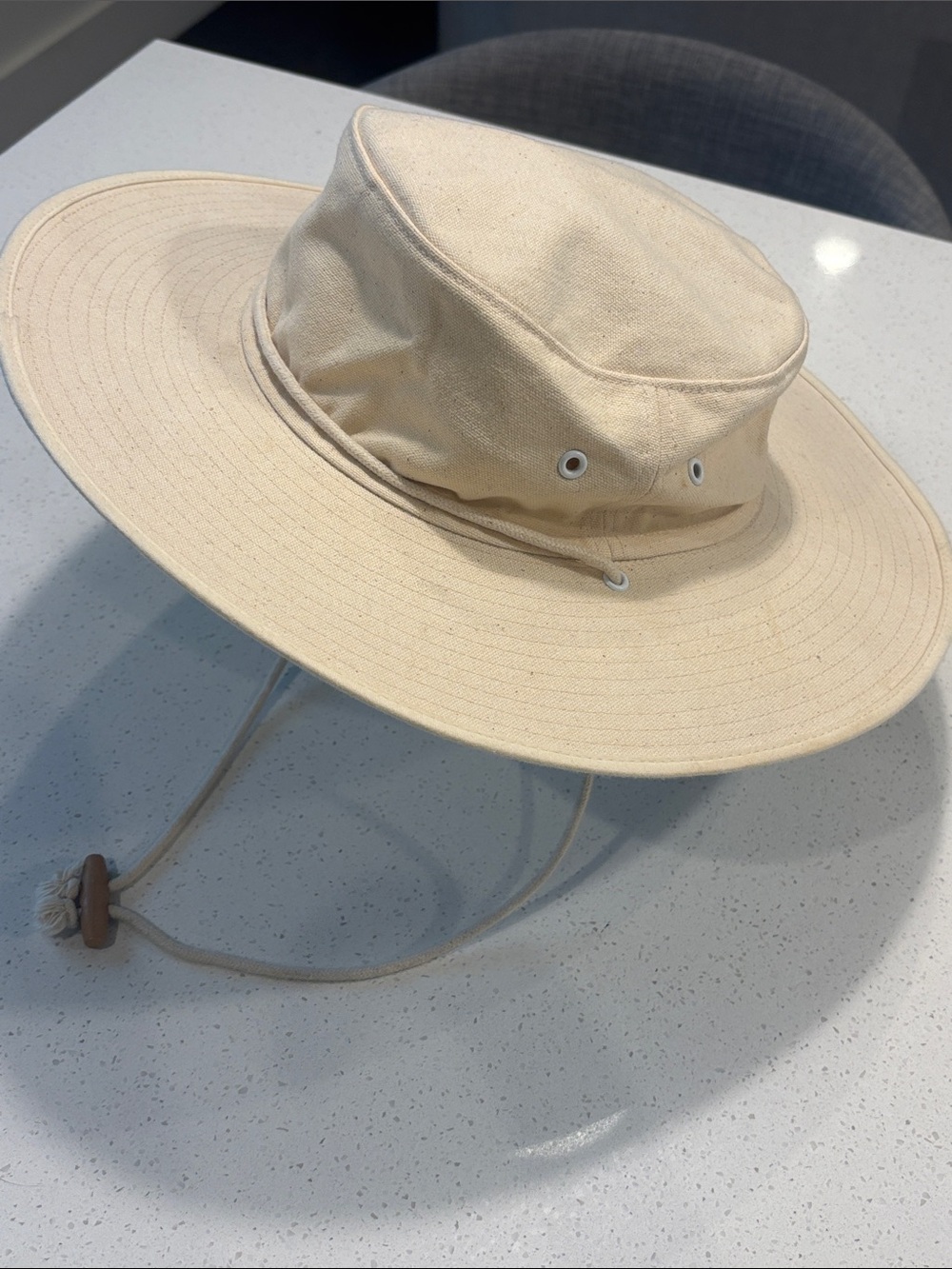 Kookaburra Cricket Sun Hat | Wide Brim Cream Canvas Field Hat | Size L